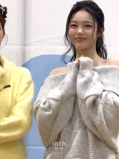 Kened punching off-shoulder wool knit / gray【Hearts2Hearts(H2H) ian】