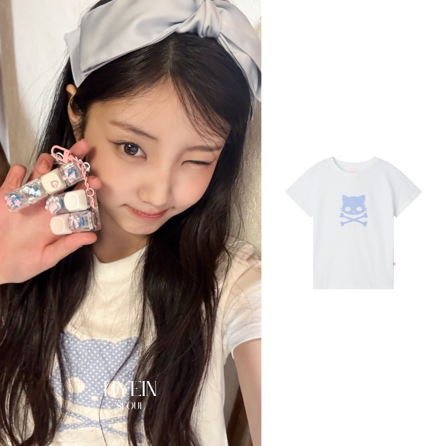 Kiri skull patch t-shirt / white【ILLIT ウォンヒ着用】
