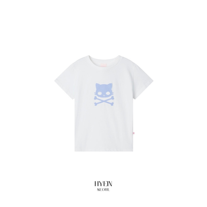 Kiri skull patch t-shirt / white【ILLIT ウォンヒ着用】