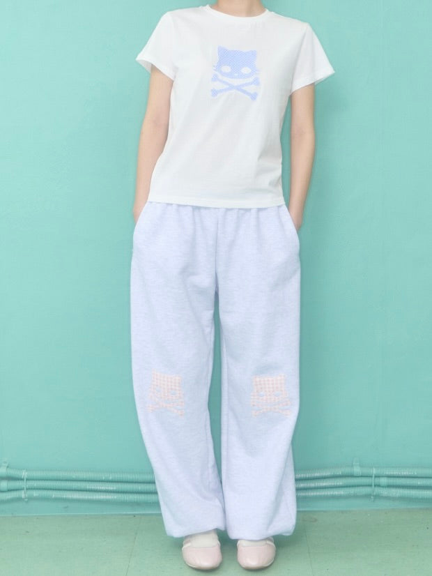 Kiri skull patch t-shirt / white【ILLIT ウォンヒ着用】