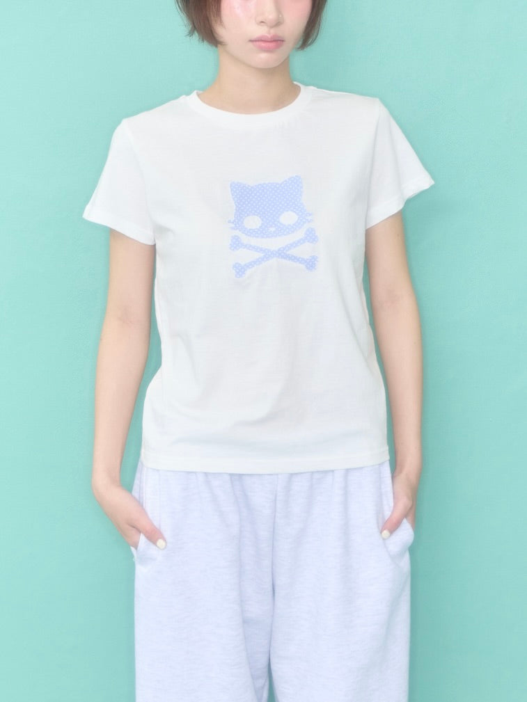 Kiri skull patch t-shirt / white【ILLIT ウォンヒ着用】
