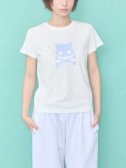 Kiri skull patch t-shirt / white【ILLIT ウォンヒ着用】