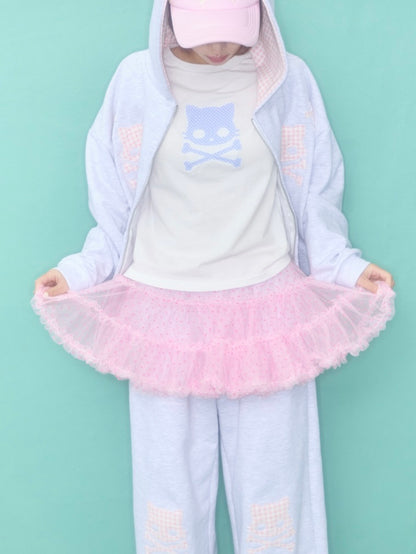 Kiri skull patch t-shirt / white【ILLIT ウォンヒ着用】