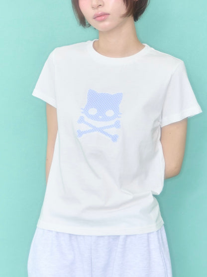 Kiri skull patch t-shirt / white【ILLIT ウォンヒ着用】