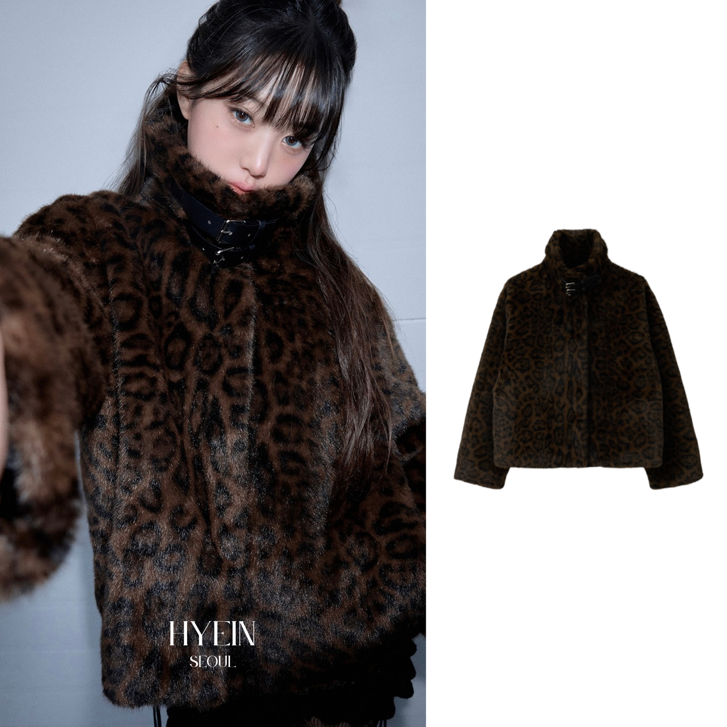Leopard collar fur jacket brown【IVE ウォニョン着用】
