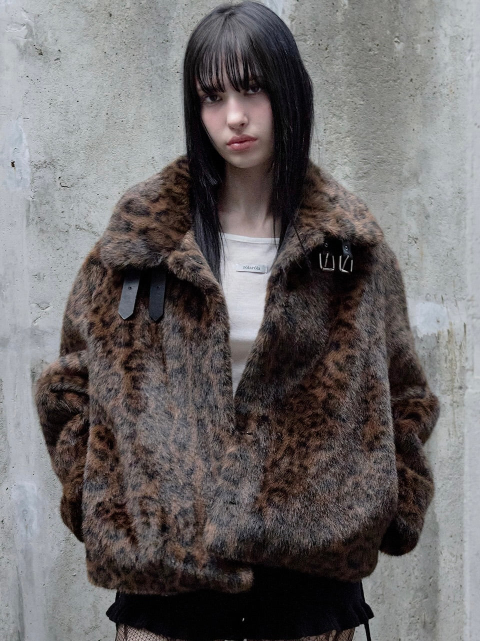 Leopard collar fur jacket brown【IVE ウォニョン着用】