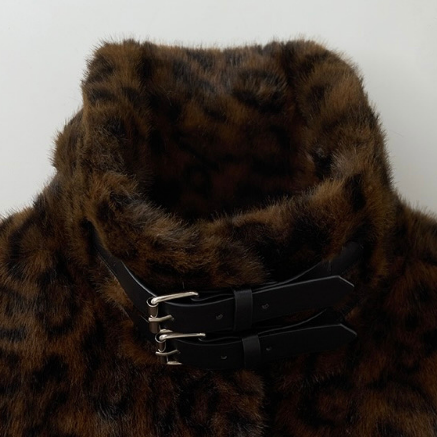 Leopard collar fur jacket brown【IVE ウォニョン着用】