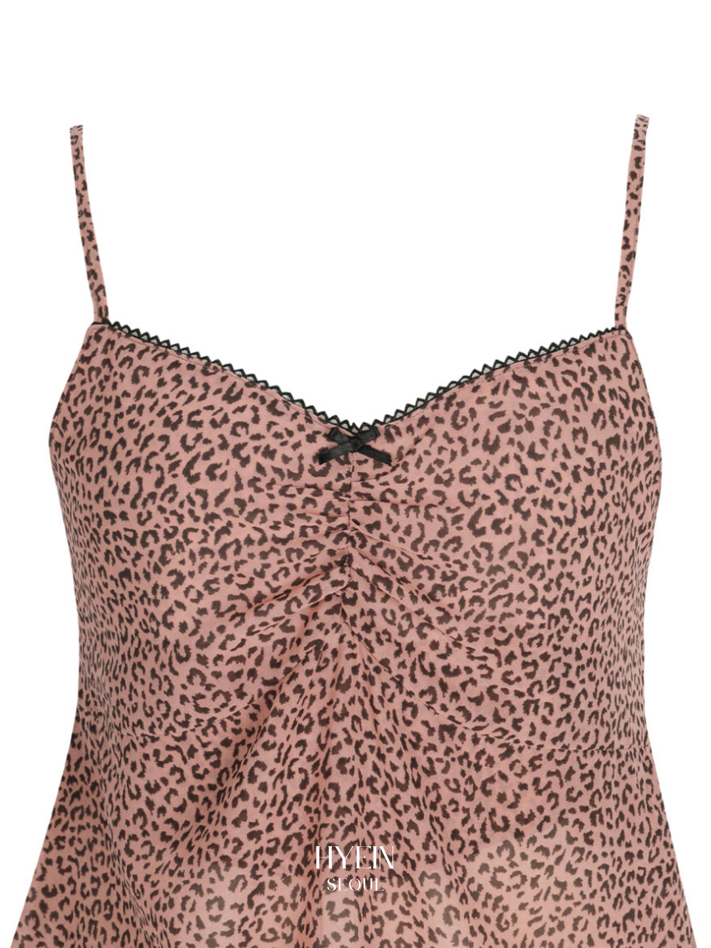 【IVEリズ着用】 Leopard shirring lace sleeveless / pink