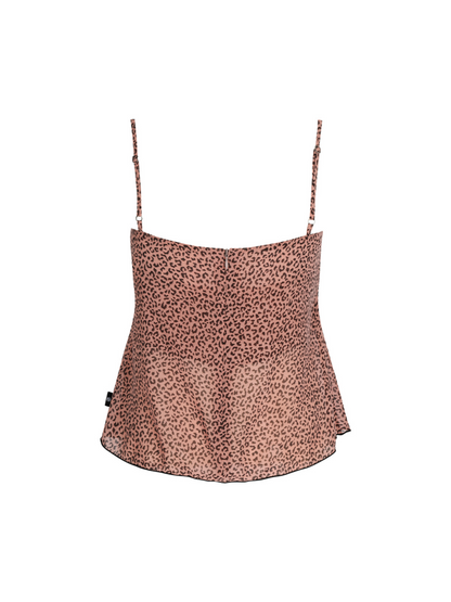 【IVEリズ着用】 Leopard shirring lace sleeveless / pink