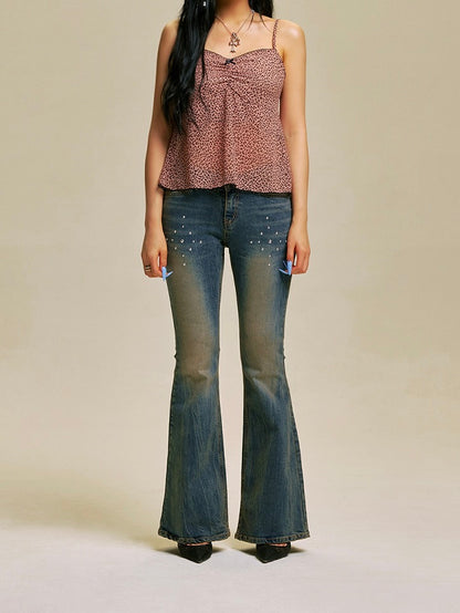 【IVEリズ着用】 Leopard shirring lace sleeveless / pink