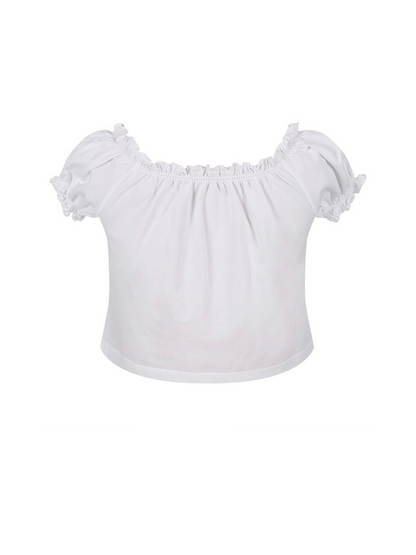 【aespa ニンニン着用】Lettering shirring t-shirt / white