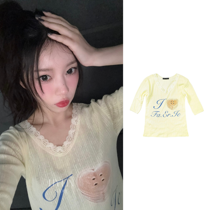 Lace t-shirt / lemon