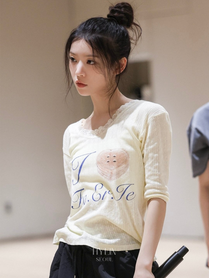 Lace t-shirt / lemon