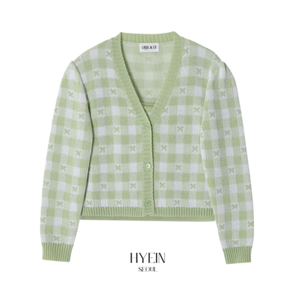 【aespa ウィンター着用】Lona knit cardigan set / light green