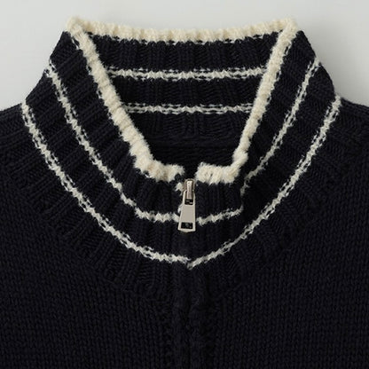 Maison de rola embroidery wool blended knit zip-up black【IVE ウォニョン着用】