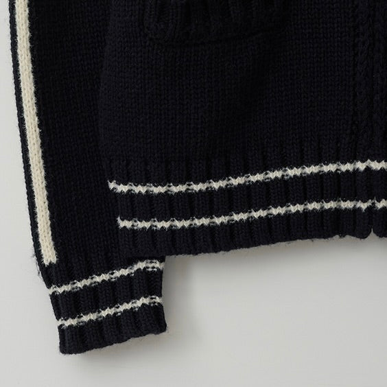Maison de rola embroidery wool blended knit zip-up black【IVE ウォニョン着用】