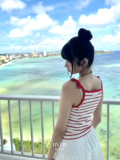 Marine stripe sleeveless / red