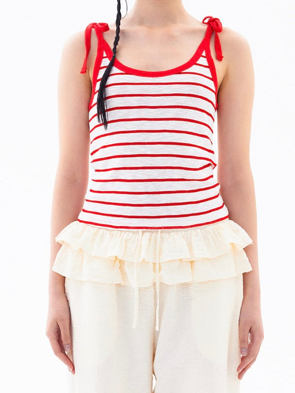 Marine stripe sleeveless / red