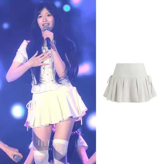 【IVE イソ着用】Mid rise pleated bowknot mini skirt