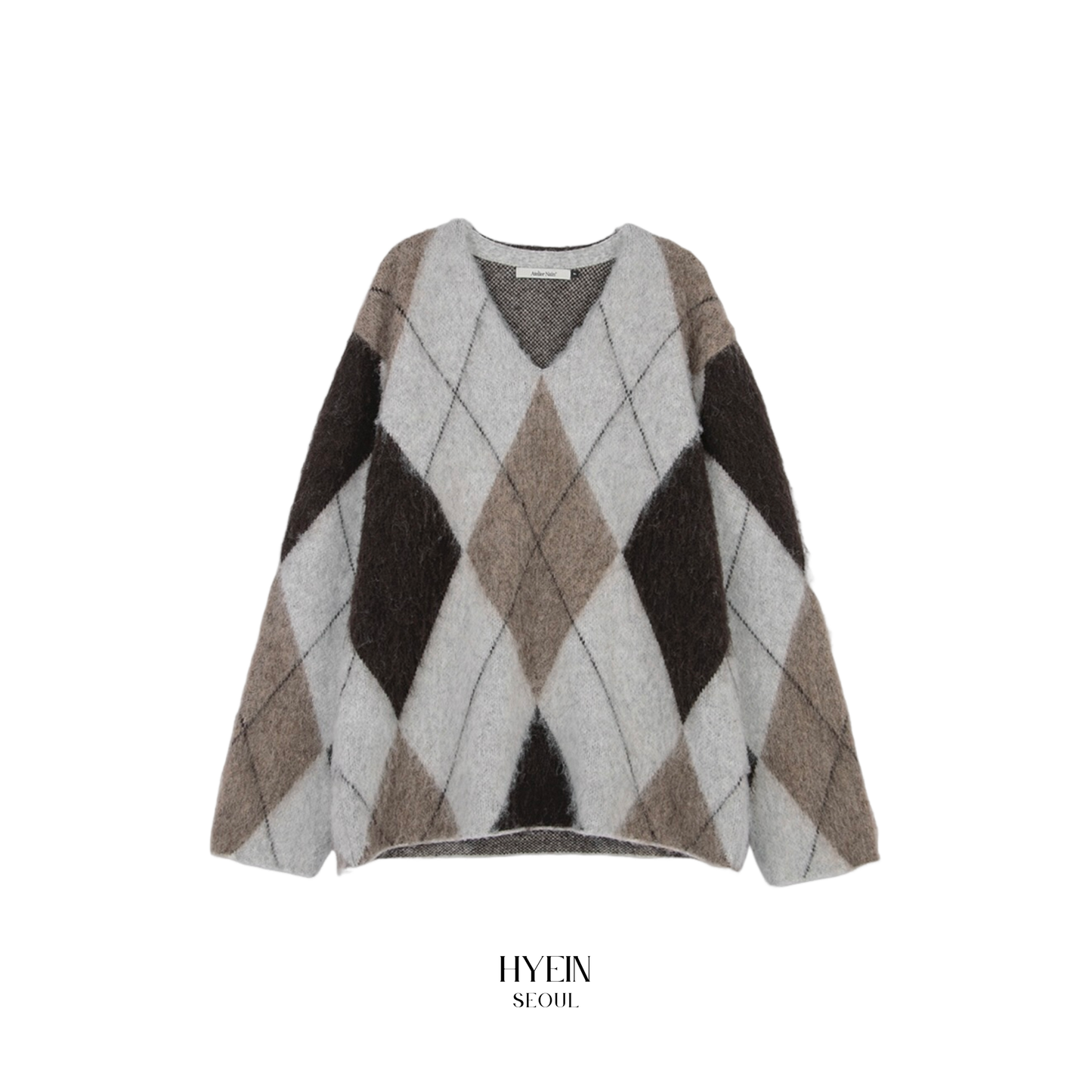 Mila alpaca argyle knit / deep brown【Hearts2Hearts(H2H) ステラ着用】