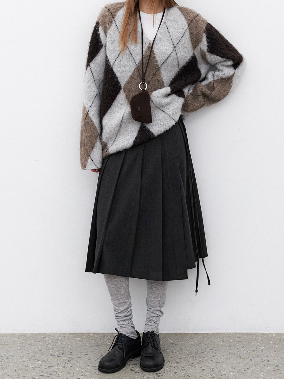 Mila alpaca argyle knit / deep brown【Hearts2Hearts(H2H) ステラ着用】