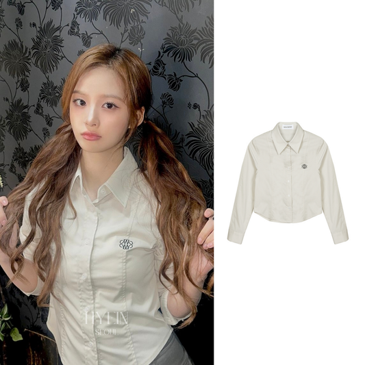 Minimal pintuck wrinkle free shirt / beige