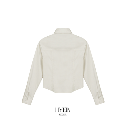 Minimal pintuck wrinkle free shirt / beige