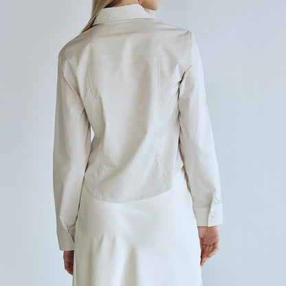 Minimal pintuck wrinkle free shirt / beige