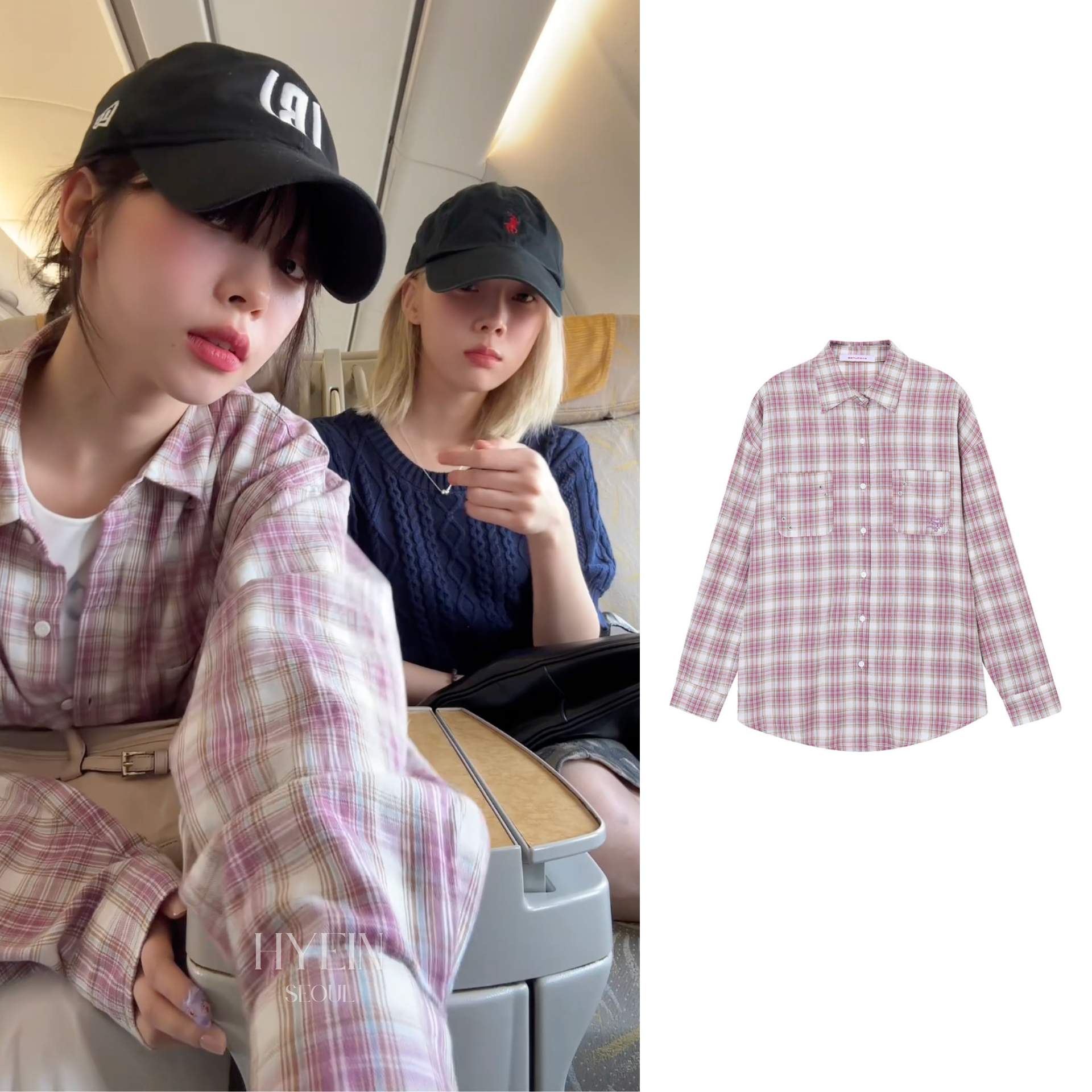 aespa カリナ着用】Over check shirt / pink – hyein