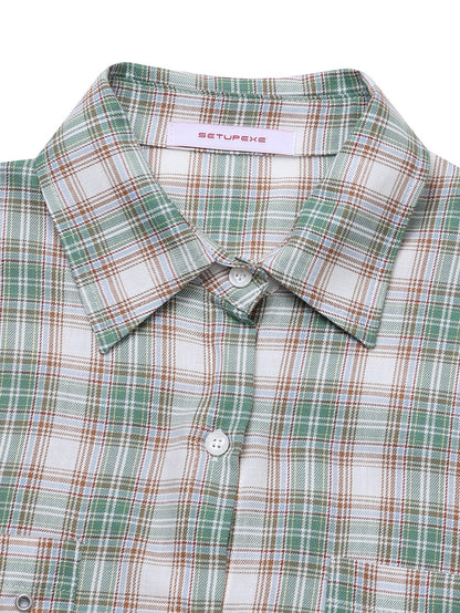 【IVE レイ着用】Over check shirt / green