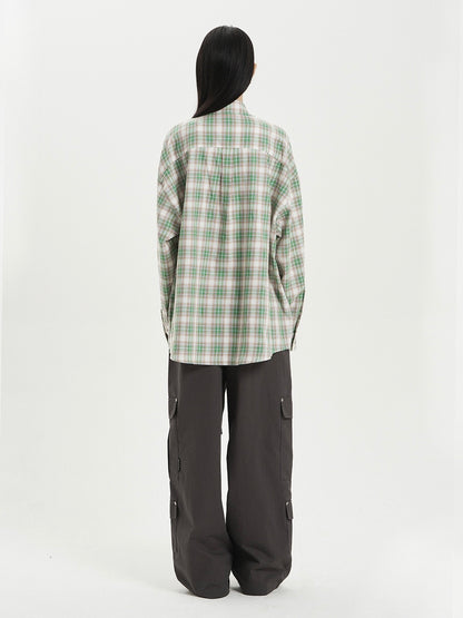 【IVE レイ着用】Over check shirt / green