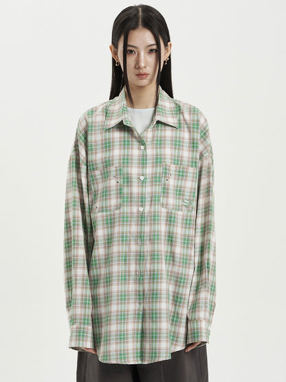 【IVE レイ着用】Over check shirt / green