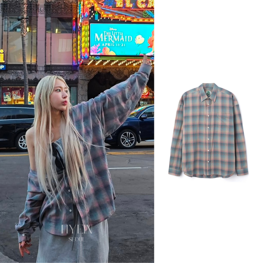 Oversized flannel check shirt pink