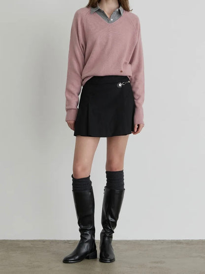 【LE SSERAFIM ウンチェ着用】Pleats wrap skirt bk