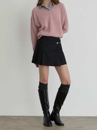 【LE SSERAFIM ウンチェ着用】Pleats wrap skirt bk