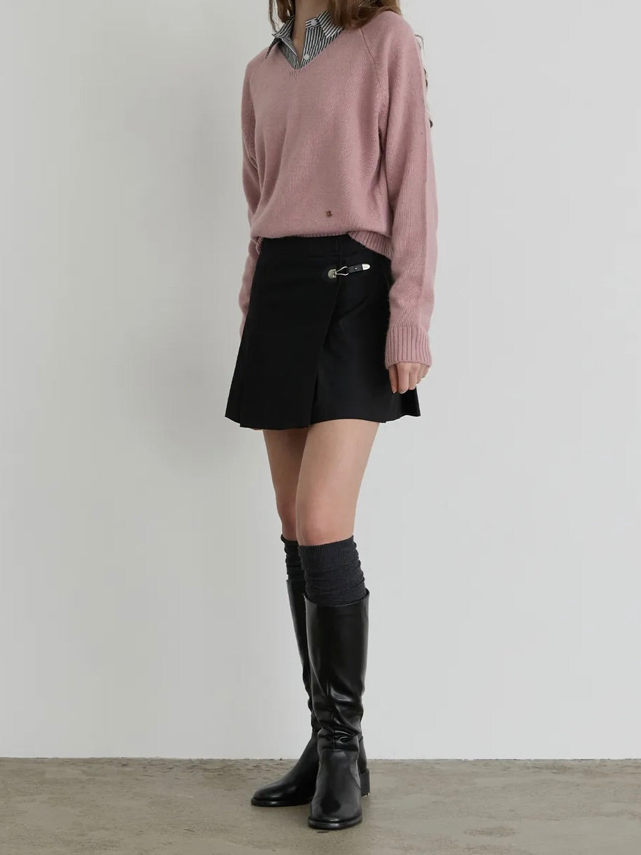 【LE SSERAFIM ウンチェ着用】Pleats wrap skirt bk
