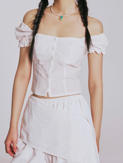 Puff sleeve blouse / white【Hearts2Hearts(H2H) イアン着用】