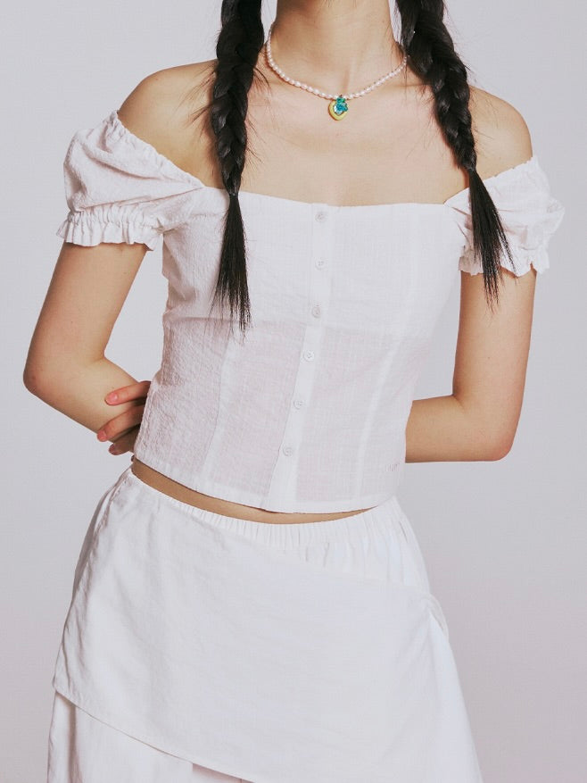Puff sleeve blouse / white【Hearts2Hearts(H2H) イアン着用】