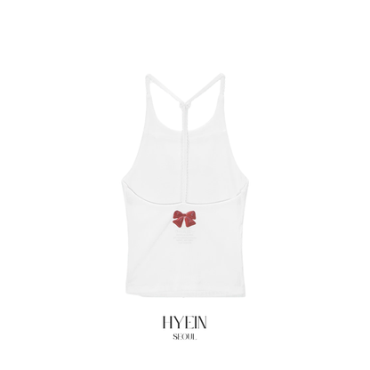 Ribbon cube halter top / white