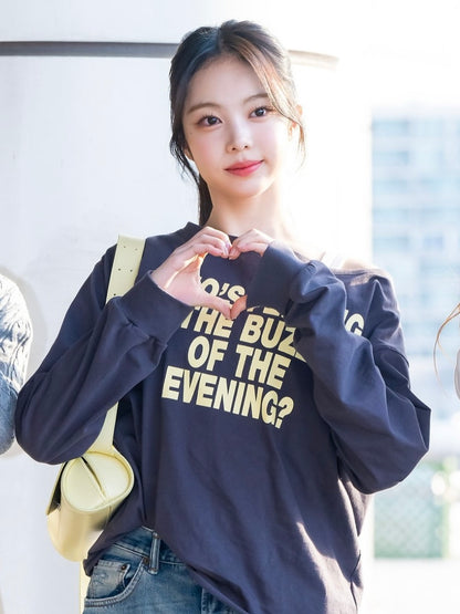 [Worn by Ian from Hearts2Hearts] Ritz boat neck printed long sleeve tee