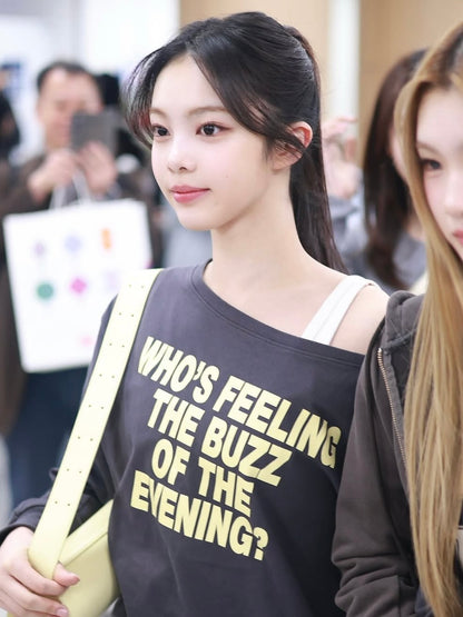 [Worn by Ian from Hearts2Hearts] Ritz boat neck printed long sleeve tee