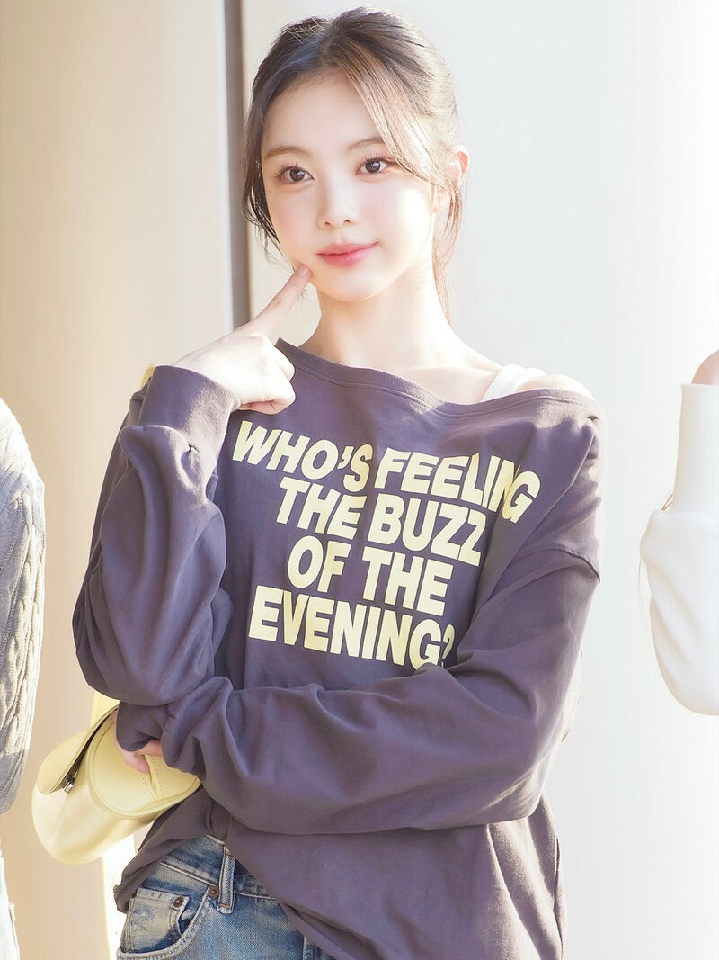 [Worn by Ian from Hearts2Hearts] Ritz boat neck printed long sleeve tee