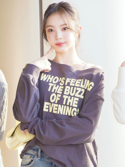 [Worn by Ian from Hearts2Hearts] Ritz boat neck printed long sleeve tee