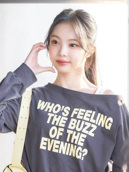 [Worn by Ian from Hearts2Hearts] Ritz boat neck printed long sleeve tee