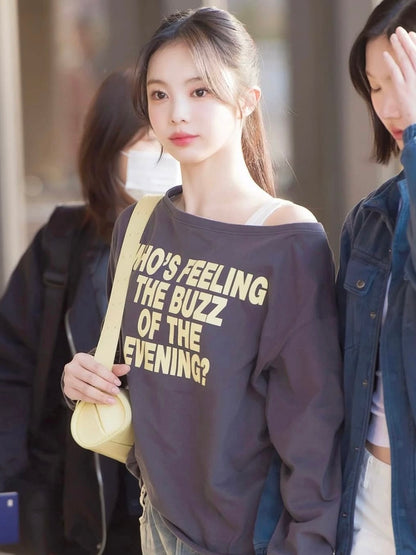 [Worn by Ian from Hearts2Hearts] Ritz boat neck printed long sleeve tee