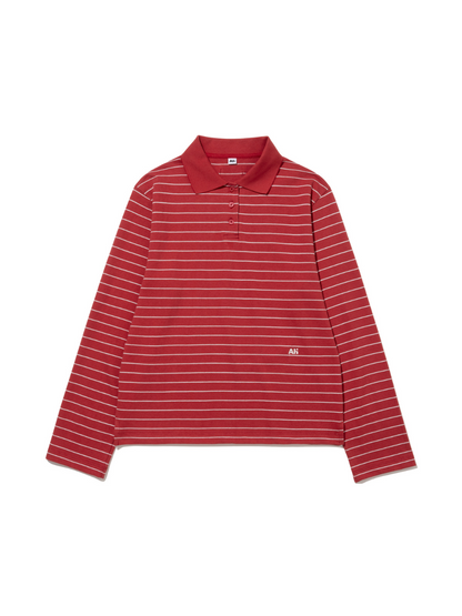 【ILLIT モカ着用】Rugby stripe collar t-shirt