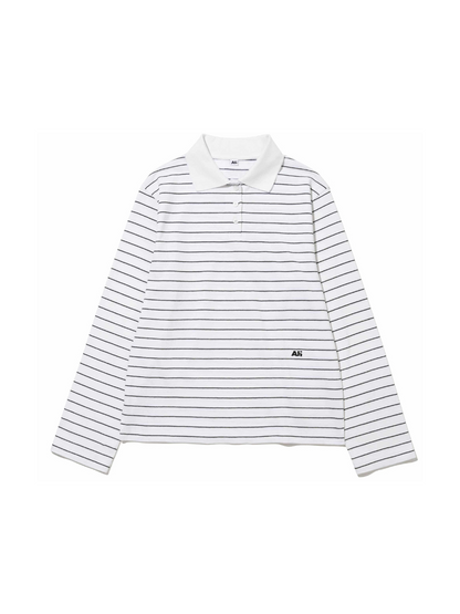 【ILLIT モカ着用】Rugby stripe collar t-shirt