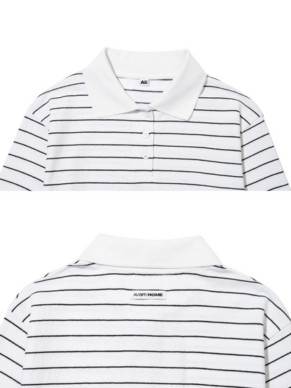 【ILLIT モカ着用】Rugby stripe collar t-shirt