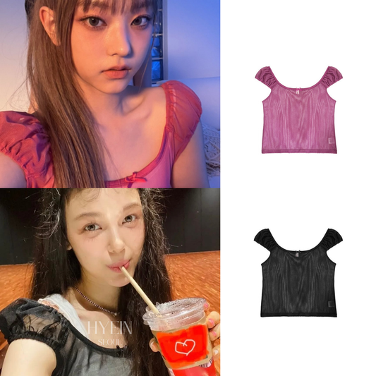 See-through mesh ribbon top
