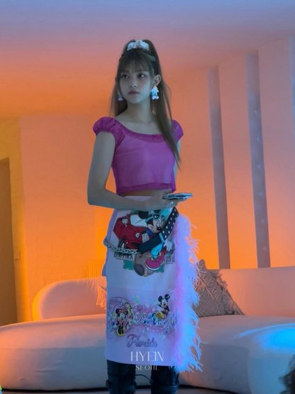 See-through mesh ribbon top